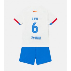Barcelona Paez Gavi #6 Dětské Venkovní dres komplet 2023-24 Krátký Rukáv (+ trenýrky)
